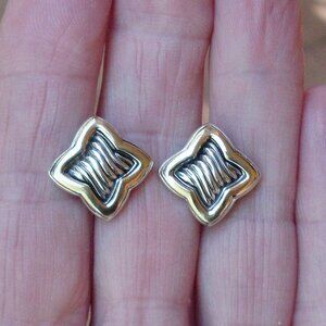 Retired David Yurman Quatrefoil Earrings - 18K/925 - 1/2 Inch Square